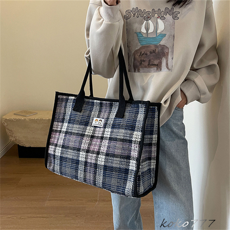 バッグ レディースかばん トートバッグ ショルダーバッグ ハンドバッグ チェック柄 ワーク 通勤オシャレ 布鞄 通学 カジュアル お出掛け 女子 カバン 