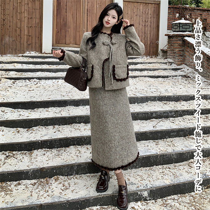 ジャケット スカート Aライン ロングスカート 結婚式 長袖 中綿入り 入学式 卒園式 秋冬 きれいめ スーツ レディース 体型カバー 中綿コート 