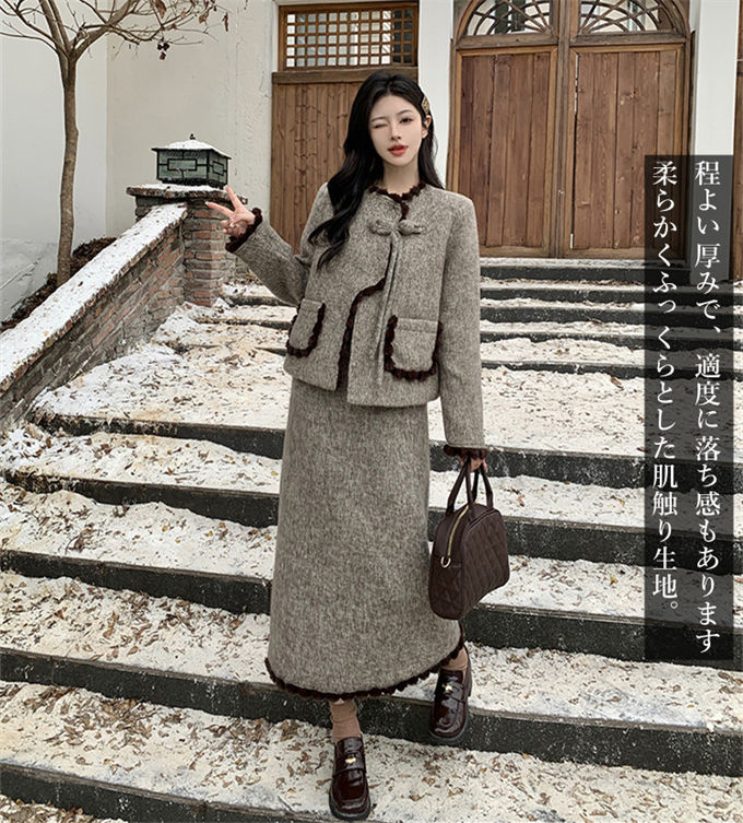 ジャケット スカート Aライン ロングスカート 結婚式 長袖 中綿入り 入学式 卒園式 秋冬 きれいめ スーツ レディース 体型カバー 中綿コート 