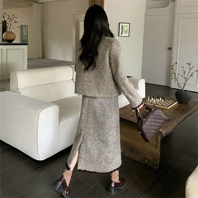 ジャケット スカート Aライン ロングスカート 結婚式 長袖 中綿入り 入学式 卒園式 秋冬 きれいめ スーツ レディース 体型カバー 中綿コート 