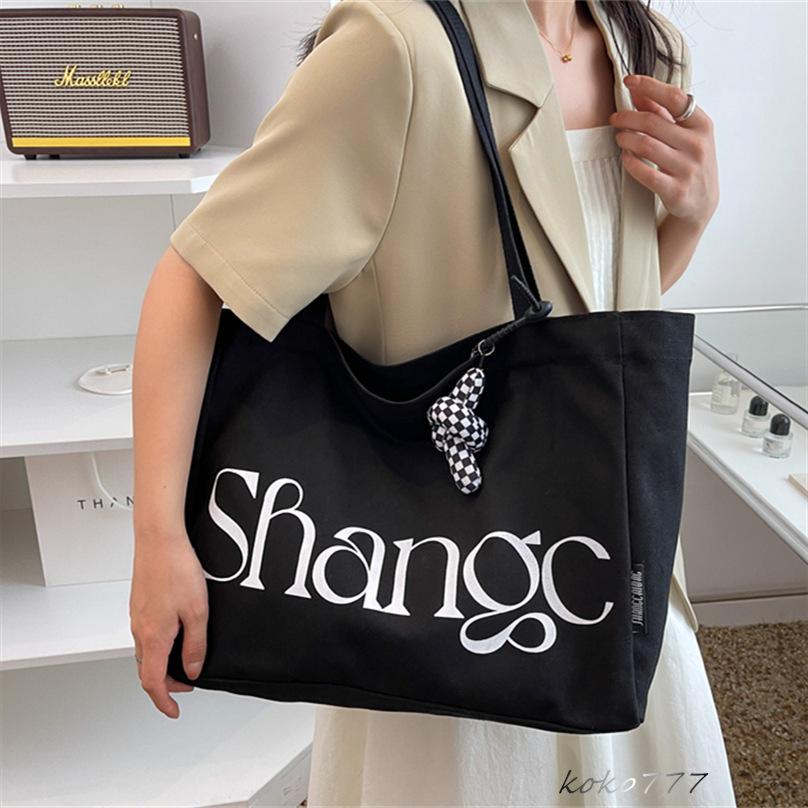 バッグ レディースかばん トートバッグ ショルダーバッグ ハンドバッグ カジュアル カバン 女子 チャック 布鞄 通勤オシャレ 大容量 通学 キャン文字 