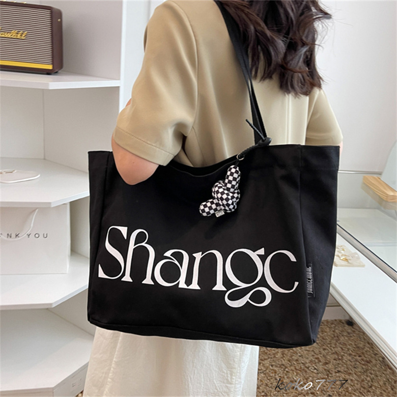 バッグ レディースかばん トートバッグ ショルダーバッグ ハンドバッグ カジュアル カバン 女子 チャック 布鞄 通勤オシャレ 大容量 通学 キャン文字 