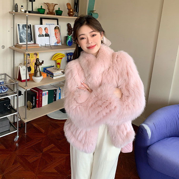 ファーコート レディース 毛皮コート フォックス レディースファー フェイクファー 暖かい 防寒 冬服 可愛い 毛玉付き アウター きれいめ ショートコート 