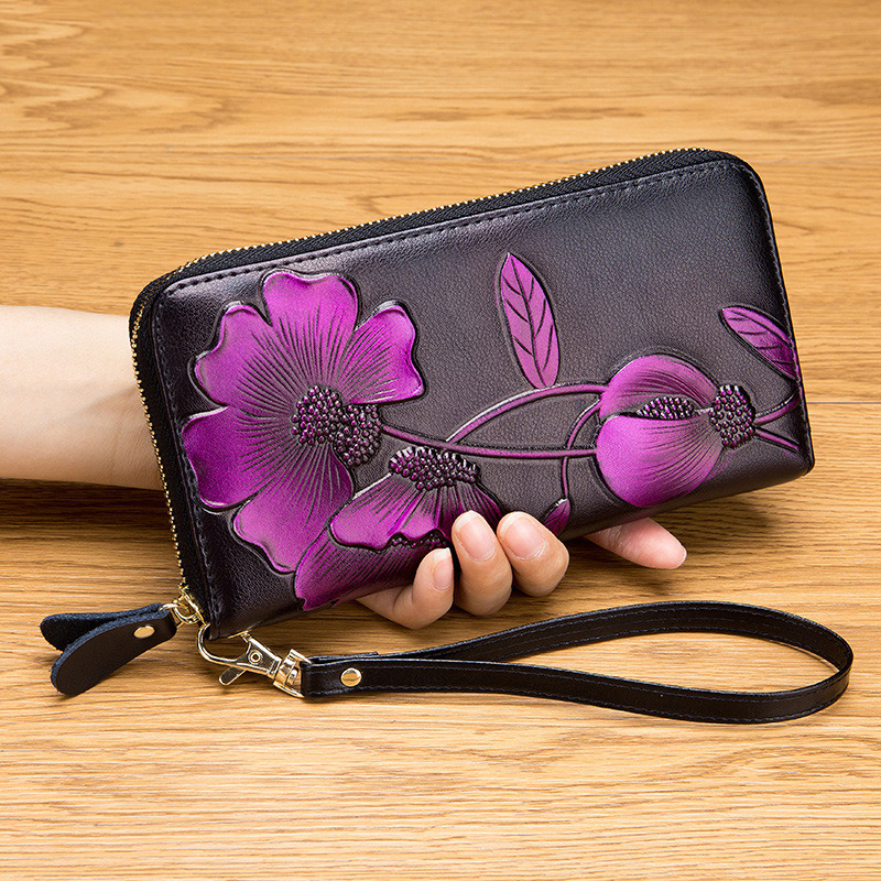 長財布 レディース ロングウォレット 財布 花柄 。 牛革 カード入れ 多機能 かわいい 使いやすい 仕分け 大容量 小銭入れ 小銭が出しやすい 