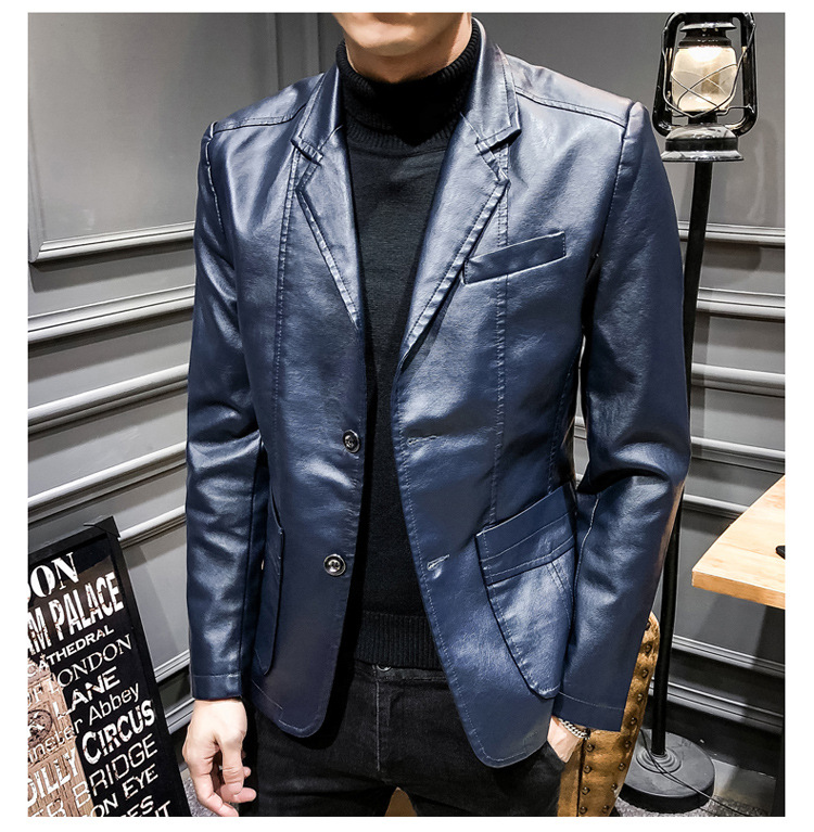 テーラードジャケット メンズ 春夏秋冬 PU フェイクレザー 革ジャン 全4色 3連ボタン アウター キレイめ 袖 大きいサイズ 