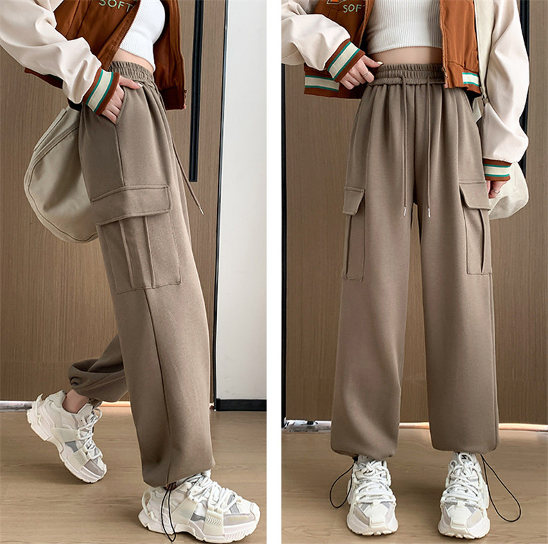 女性のオーバーオール ハイウエストのルーズなハーレムスウェットパンツ レギンス カジュアルでファッショナブルなスポーツパンツ  