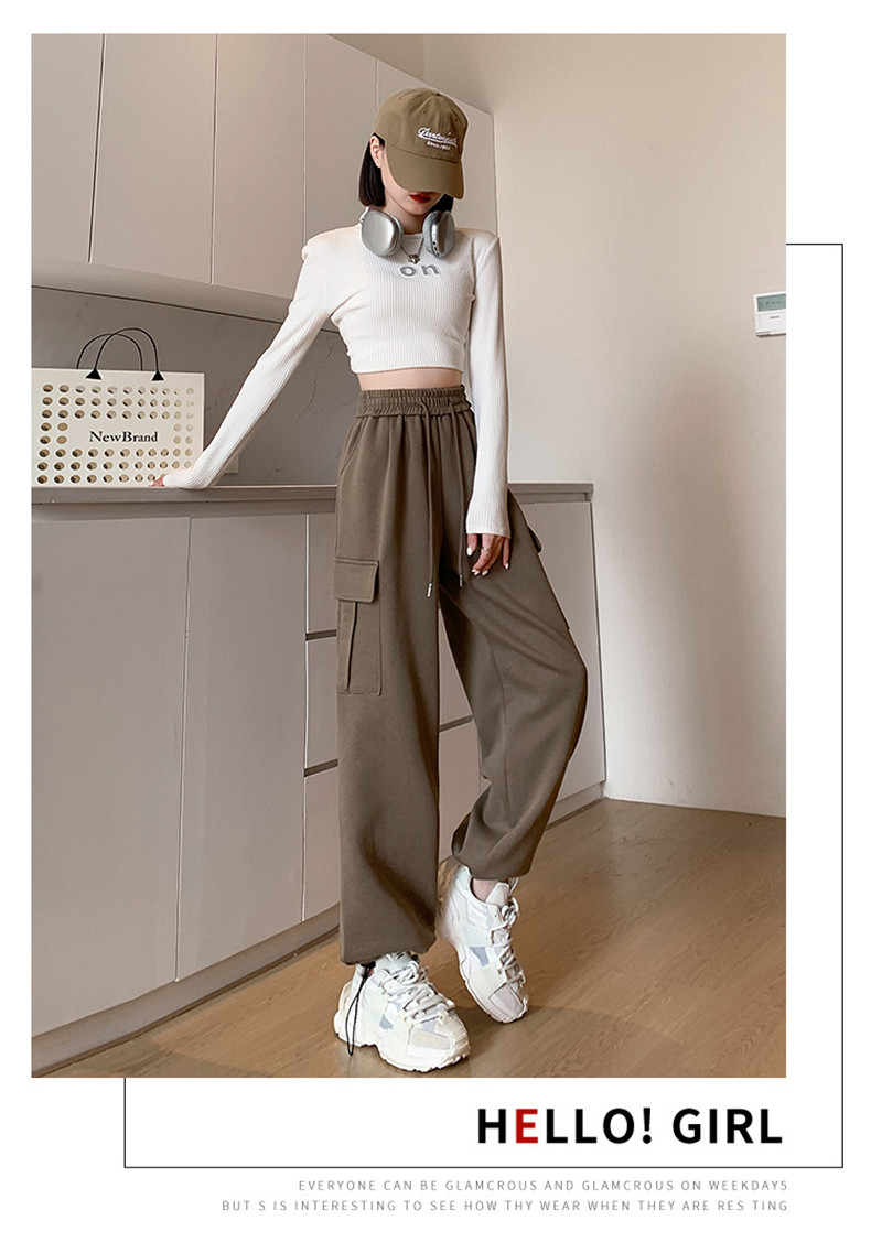 女性のオーバーオール ハイウエストのルーズなハーレムスウェットパンツ レギンス カジュアルでファッショナブルなスポーツパンツ  