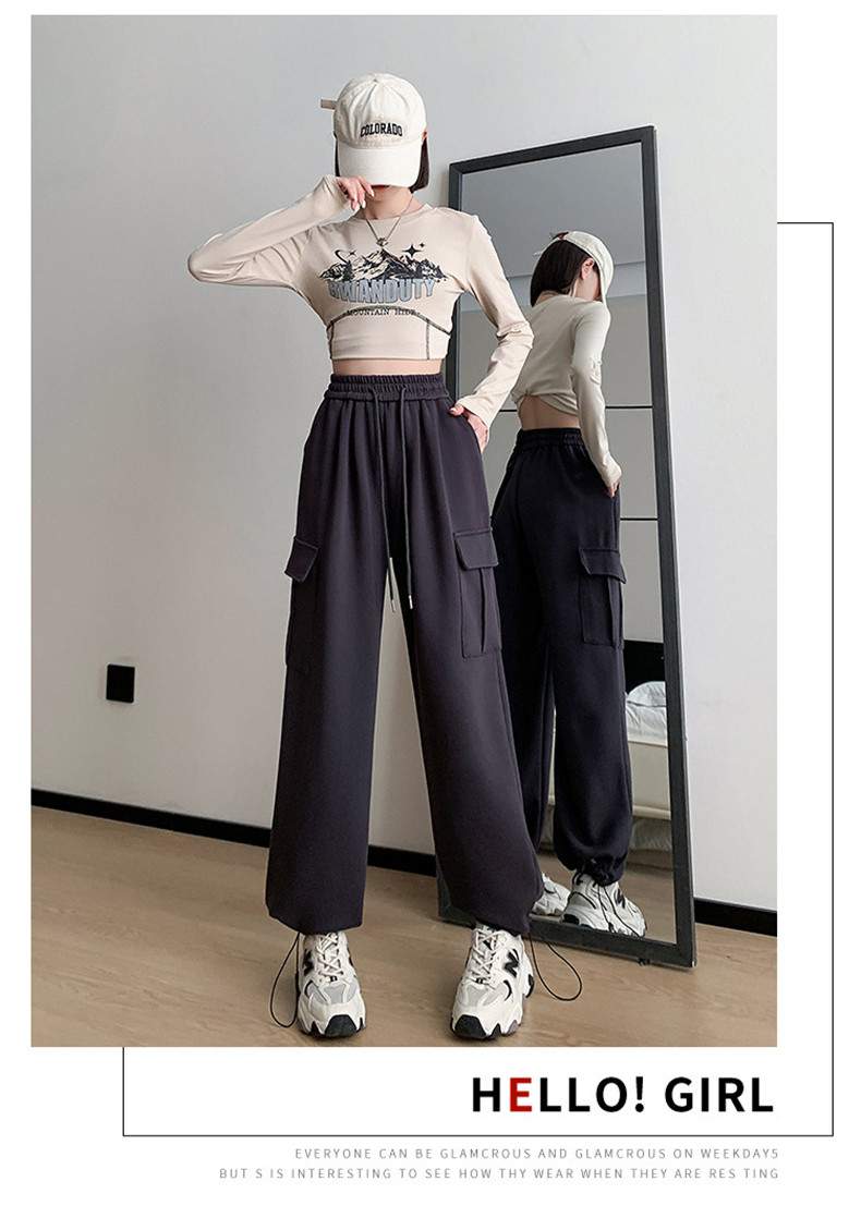 女性のオーバーオール ハイウエストのルーズなハーレムスウェットパンツ レギンス カジュアルでファッショナブルなスポーツパンツ  