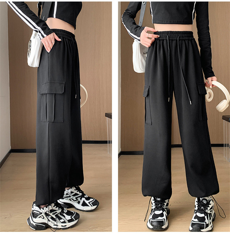 女性のオーバーオール ハイウエストのルーズなハーレムスウェットパンツ レギンス カジュアルでファッショナブルなスポーツパンツ  