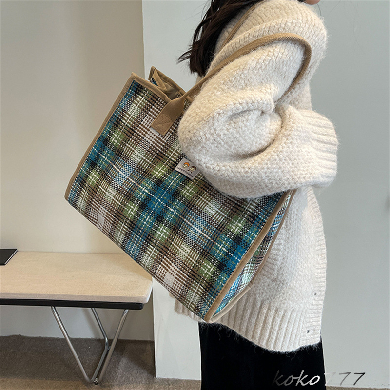 バッグ レディースかばん トートバッグ ショルダーバッグ ハンドバッグ チェック柄 お出掛け 通勤オシャレ 女子 カバン 通学 布鞄 ワーク カジュアル 