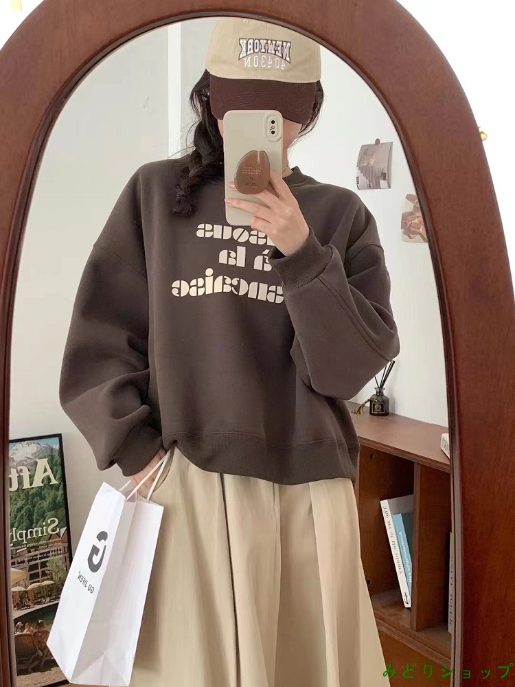 裏起毛 裏ボア トレーナー クルーネック トップス レディース  