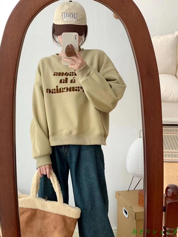 裏起毛 裏ボア トレーナー クルーネック トップス レディース  