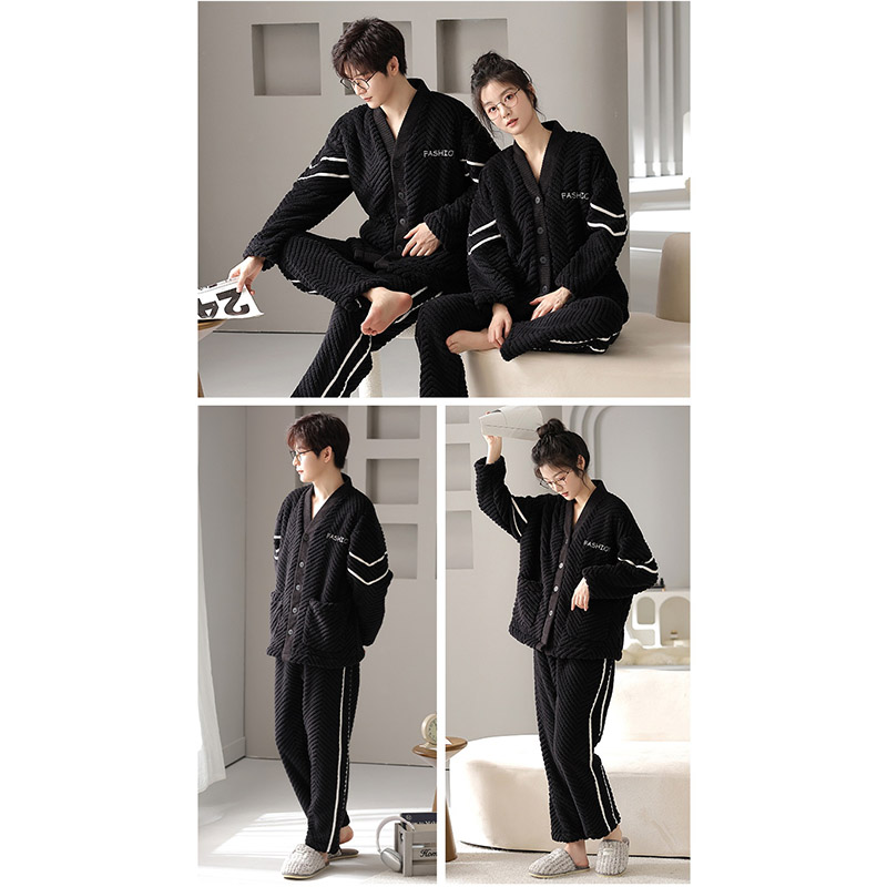 ルームウェア レディース メンズ 前開き ペアパジャマ ナイトウェア 冬用フランネル 暖かい 裏起毛 部屋着 もこもこ ペアルック 上下セット 厚手 寝間着 防寒 