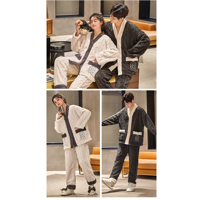 ルームウェア レディース メンズ 前開き ペアパジャマ ナイトウェア 冬用フランネル 暖かい 裏起毛 部屋着 もこもこ ペアルック 上下セット 厚手 寝間着 防寒 