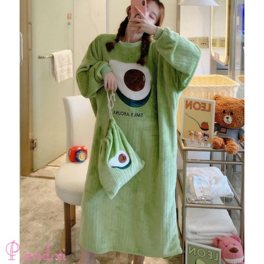 パジャマ レディース 冬 ルームウェア ワンピース もこもこ 可愛い ミモレ丈 ルームワンピース ナイトウェア 暖かい あったか 厚手 部屋着 モコモコ 