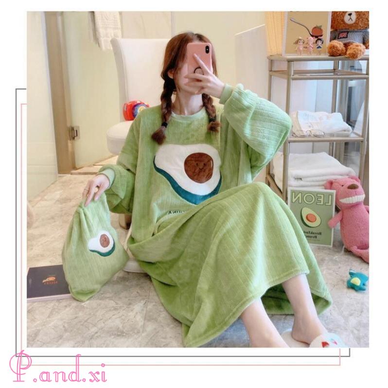 パジャマ レディース 冬 ルームウェア ワンピース もこもこ 可愛い ミモレ丈 ルームワンピース ナイトウェア 暖かい あったか 厚手 部屋着 モコモコ 