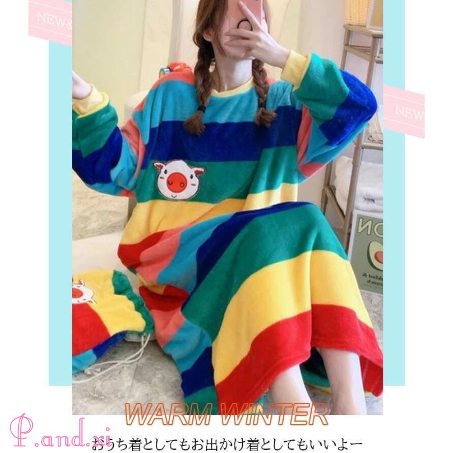 パジャマ レディース 冬 ルームウェア ワンピース もこもこ 可愛い ミモレ丈 ルームワンピース ナイトウェア 暖かい あったか 厚手 部屋着 モコモコ 