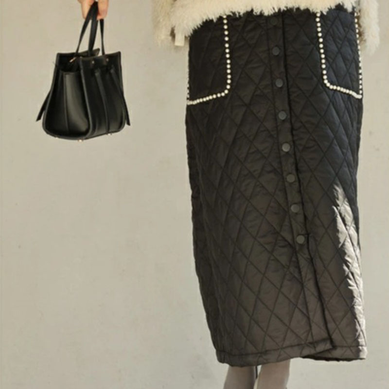 スカート レディース 中綿 防寒 極暖 キルティング 軽量 暖かい 体型カバー ロング 防寒対策 冬 防風スカート 黒 冬 撥水 裏ボア 静電気防止 ポケット 防寒着 