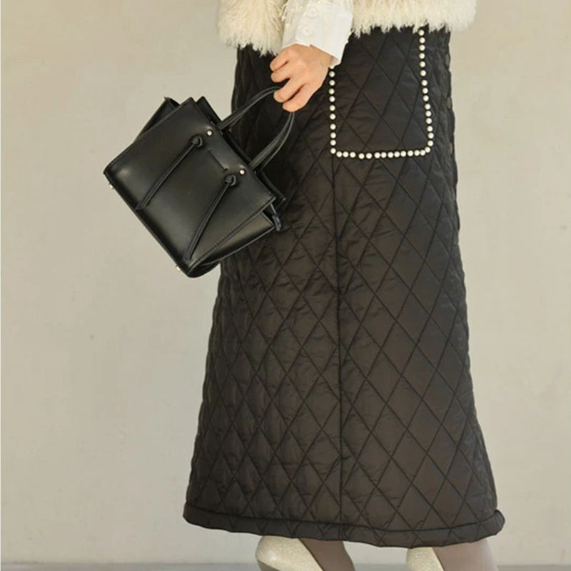 スカート レディース 中綿 防寒 極暖 キルティング 軽量 暖かい 体型カバー ロング 防寒対策 冬 防風スカート 黒 冬 撥水 裏ボア 静電気防止 ポケット 防寒着 