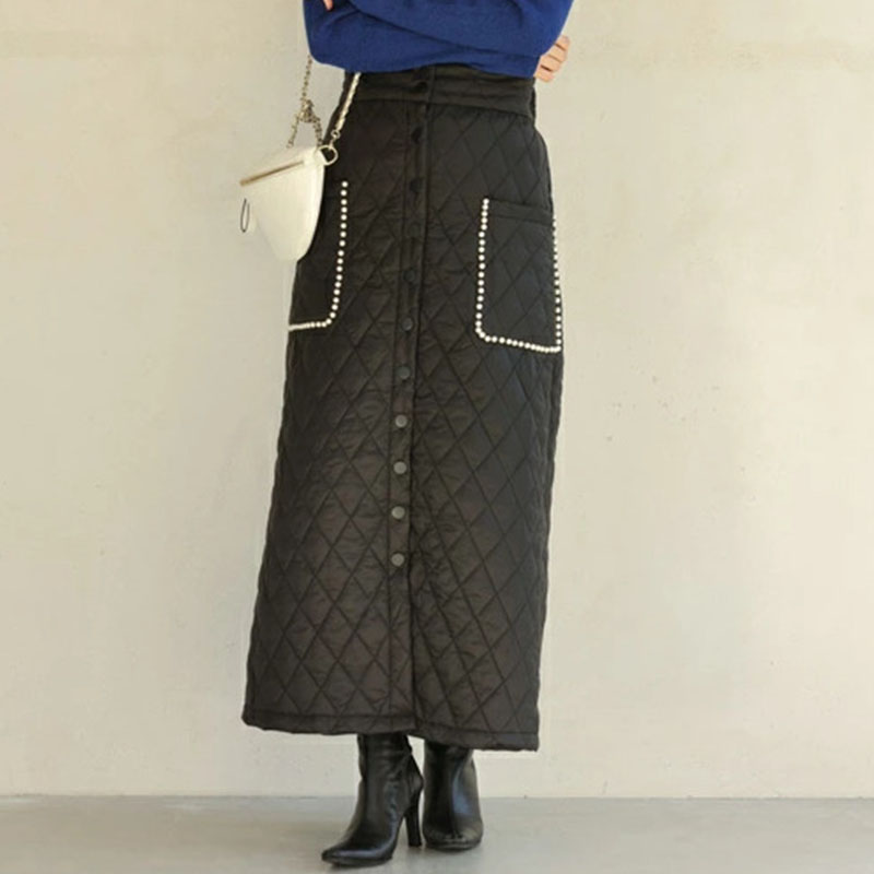 スカート レディース 中綿 防寒 極暖 キルティング 軽量 暖かい 体型カバー ロング 防寒対策 冬 防風スカート 黒 冬 撥水 裏ボア 静電気防止 ポケット 防寒着 