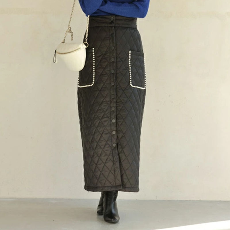 スカート レディース 中綿 防寒 極暖 キルティング 軽量 暖かい 体型カバー ロング 防寒対策 冬 防風スカート 黒 冬 撥水 裏ボア 静電気防止 ポケット 防寒着 