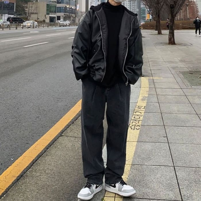 フード付き PU ブルゾン メンズ ジャケット 春秋冬 10代 ファッション 20代 通学 オシャレ 高校生 中学生 通勤 アウター 