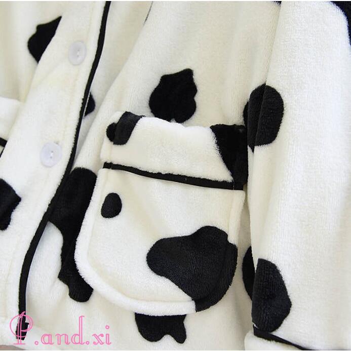 ルームウェア もこもこ レディース ベロア パジャマ ルーム 冬 ウェア ナイトウェア 暖か フランネル 牛柄 裏起毛 モコモコ かわいい あったか 秋 部屋着 