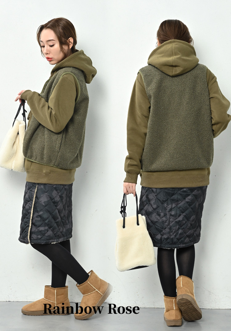 ボア ベスト フレディース アウター 秋 冬 大き LL 3L M ボンディング 前開き フードなし アウトドア 軽量 L 防風 防寒 ボタン ノーポケット付き 