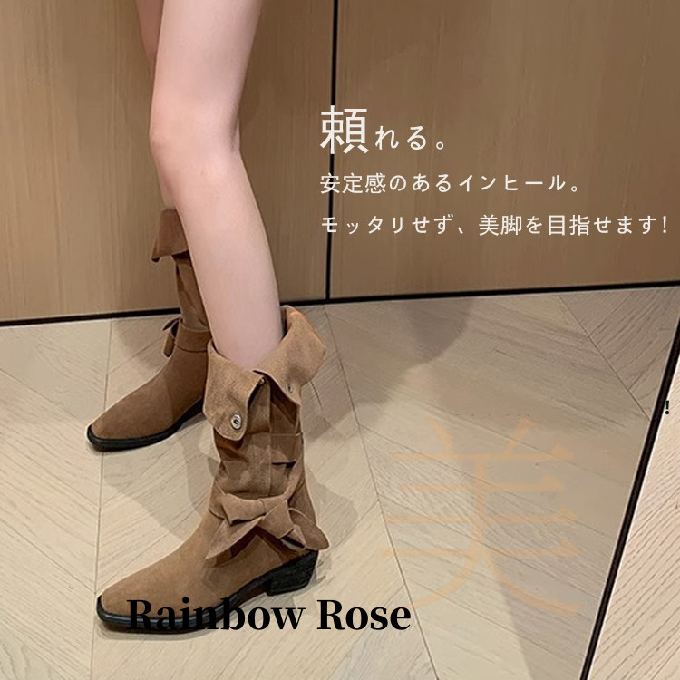 クーポンで4 080円！ ブーツ ロングブーツ レディース 筒周り ローヒール 疲れない ふくらはぎ スエード 太い ブーツ インヒ ニーハイブーツ ゆったり ブーツ 