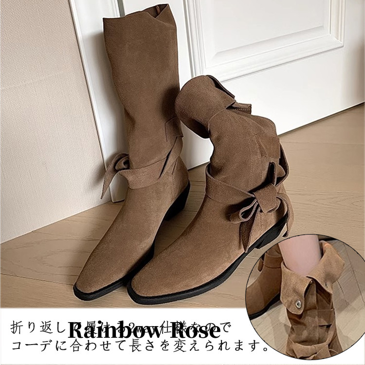 クーポンで4 080円！ ブーツ ロングブーツ レディース 筒周り ローヒール 疲れない ふくらはぎ スエード 太い ブーツ インヒ ニーハイブーツ ゆったり ブーツ 