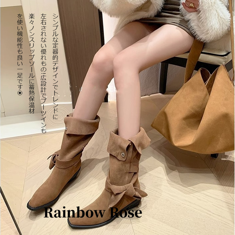 クーポンで4 080円！ ブーツ ロングブーツ レディース 筒周り ローヒール 疲れない ふくらはぎ スエード 太い ブーツ インヒ ニーハイブーツ ゆったり ブーツ 
