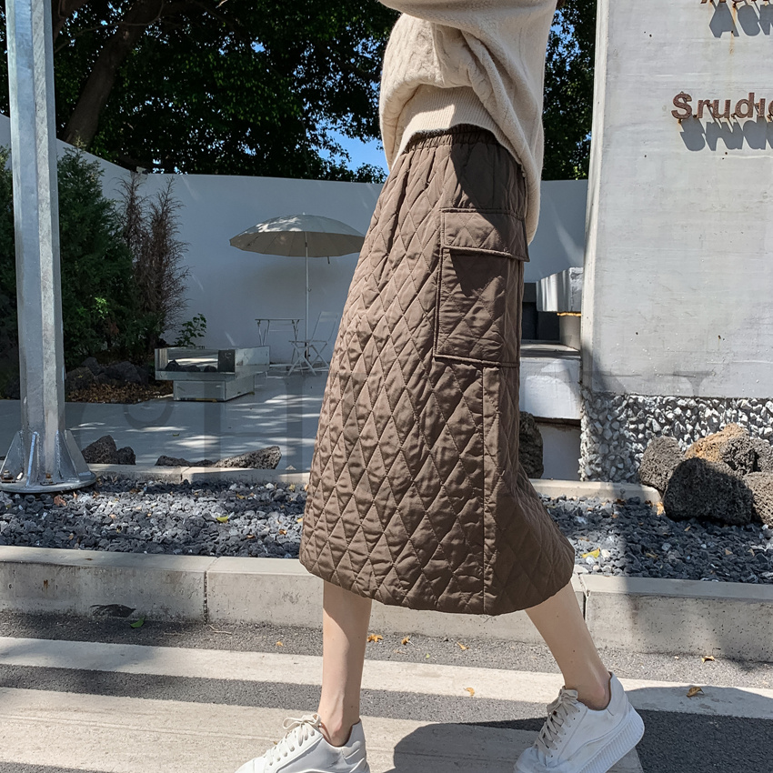 タイトスカートダウンスカート中綿 スカートボミモレ丈 膝下 キルティングスカート 入学式卒業式 Aライン 中綿 タイトスカート きれいめ 