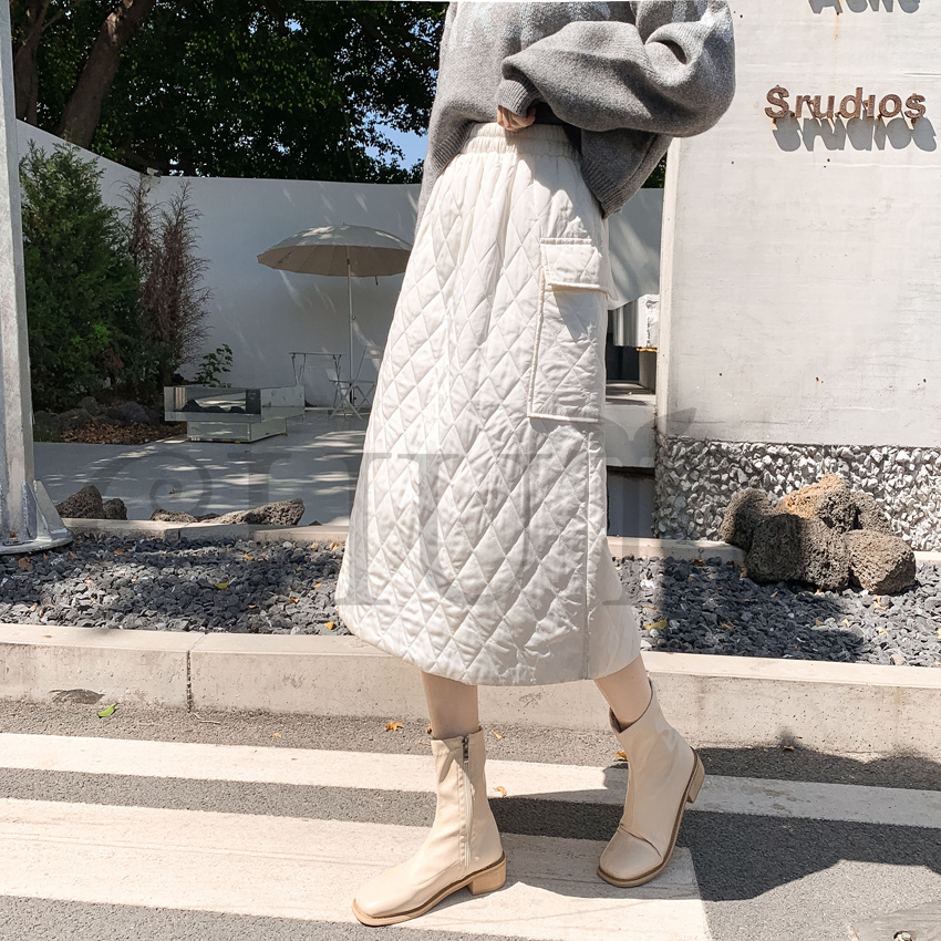 タイトスカートダウンスカート中綿 スカートボミモレ丈 膝下 キルティングスカート 入学式卒業式 Aライン 中綿 タイトスカート きれいめ 
