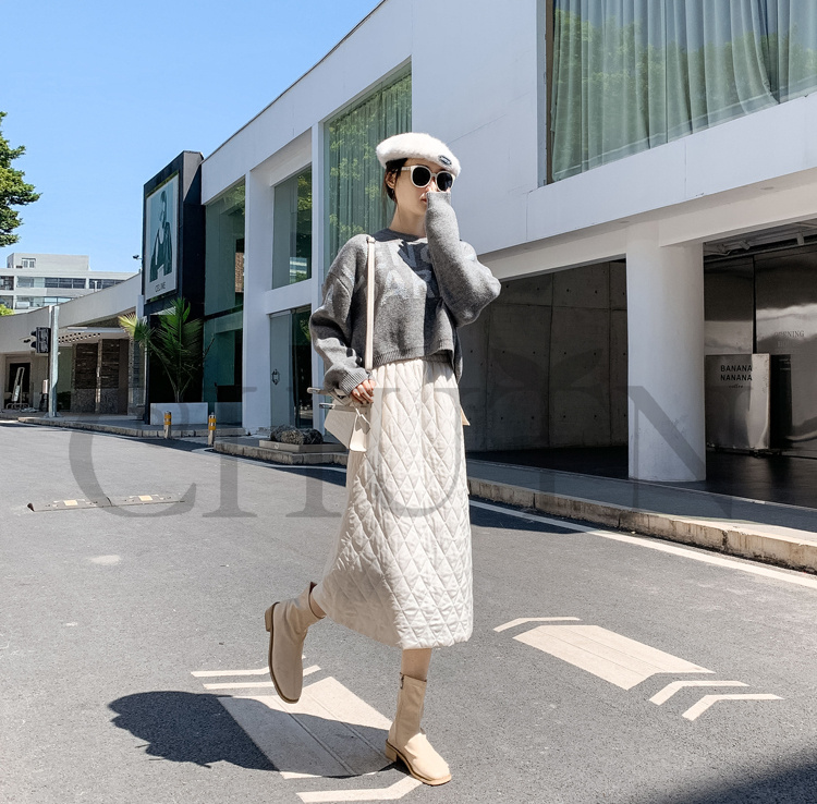 タイトスカートダウンスカート中綿 スカートボミモレ丈 膝下 キルティングスカート 入学式卒業式 Aライン 中綿 タイトスカート きれいめ 
