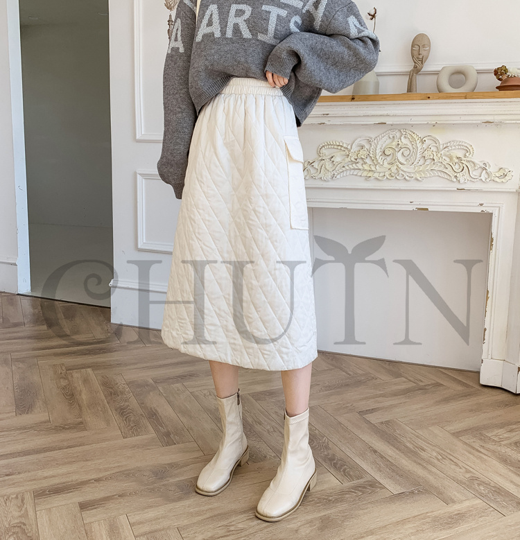 タイトスカートダウンスカート中綿 スカートボミモレ丈 膝下 キルティングスカート 入学式卒業式 Aライン 中綿 タイトスカート きれいめ 