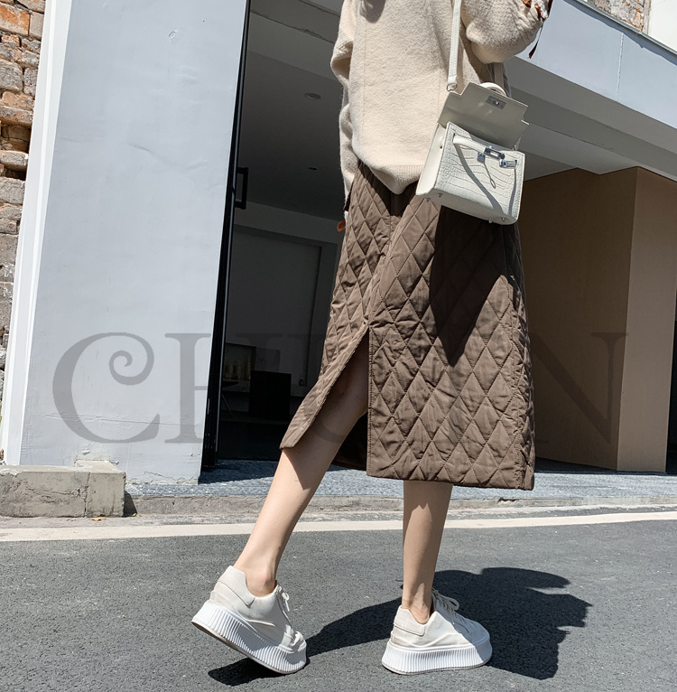 タイトスカートダウンスカート中綿 スカートボミモレ丈 膝下 キルティングスカート 入学式卒業式 Aライン 中綿 タイトスカート きれいめ 