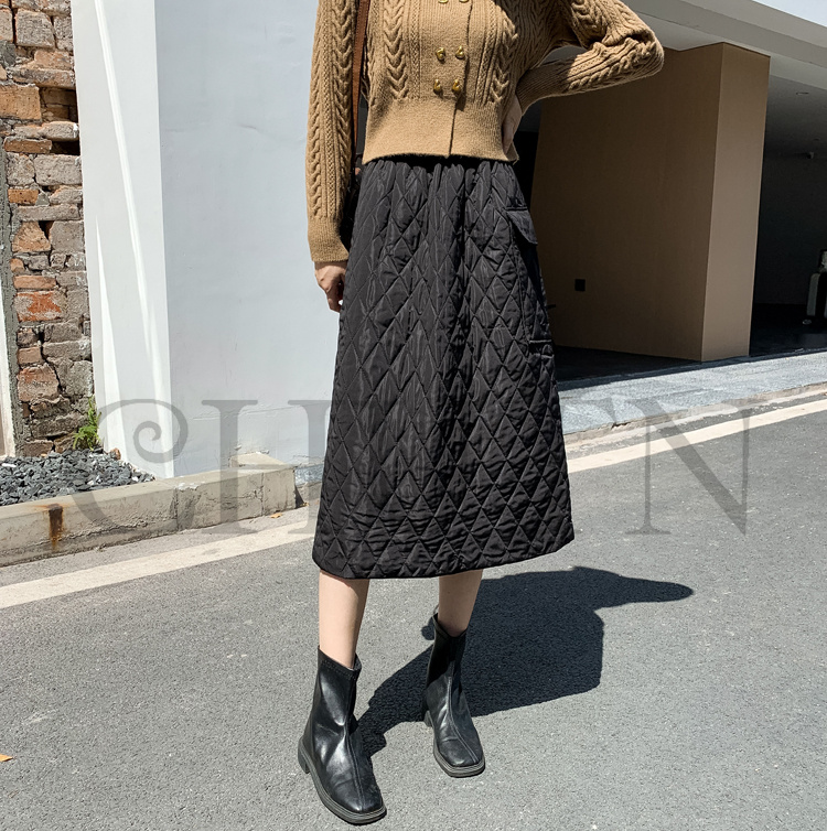 タイトスカートダウンスカート中綿 スカートボミモレ丈 膝下 キルティングスカート 入学式卒業式 Aライン 中綿 タイトスカート きれいめ 