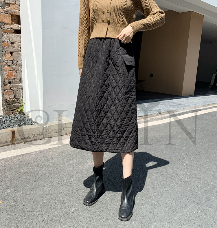 タイトスカートダウンスカート中綿 スカートボミモレ丈 膝下 キルティングスカート 入学式卒業式 Aライン 中綿 タイトスカート きれいめ 