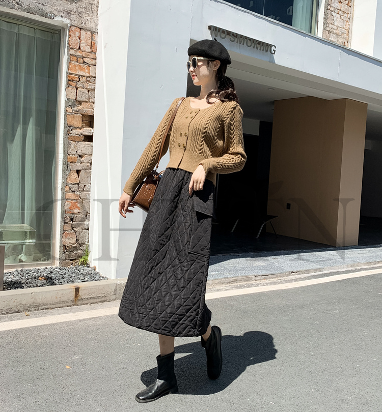 タイトスカートダウンスカート中綿 スカートボミモレ丈 膝下 キルティングスカート 入学式卒業式 Aライン 中綿 タイトスカート きれいめ 
