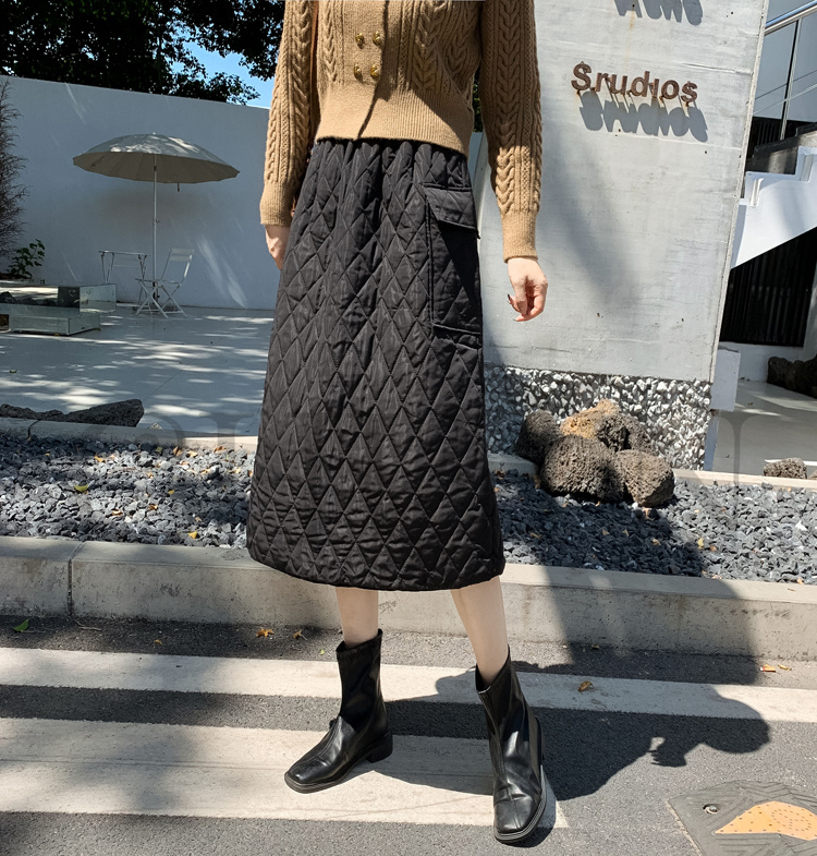 タイトスカートダウンスカート中綿 スカートボミモレ丈 膝下 キルティングスカート 入学式卒業式 Aライン 中綿 タイトスカート きれいめ 