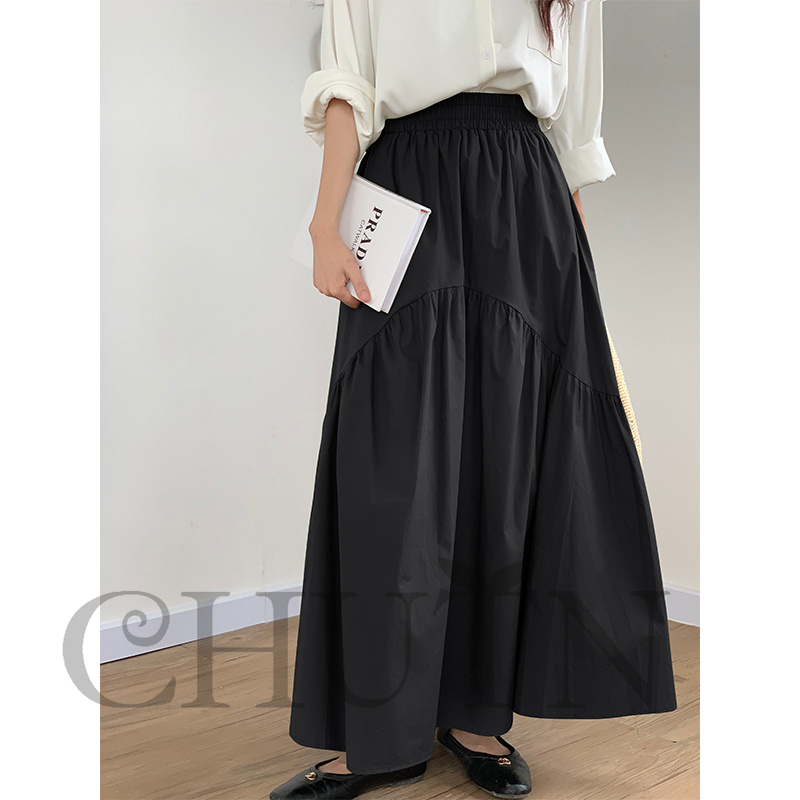 夏スカートマキシ丈スカート 不規則スカート ロング丈スカートウエストゴムリゾートスカート レディース ボ裏地２０代?50代 春夏 M L全4色 