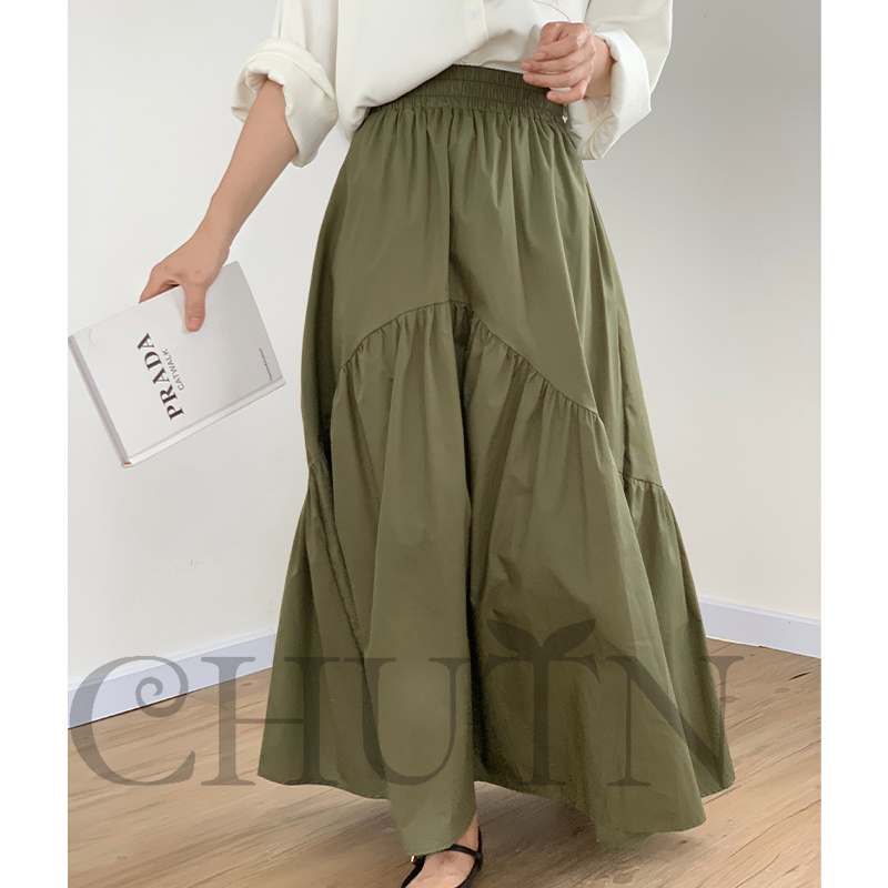 夏スカートマキシ丈スカート 不規則スカート ロング丈スカートウエストゴムリゾートスカート レディース ボ裏地２０代?50代 春夏 M L全4色 