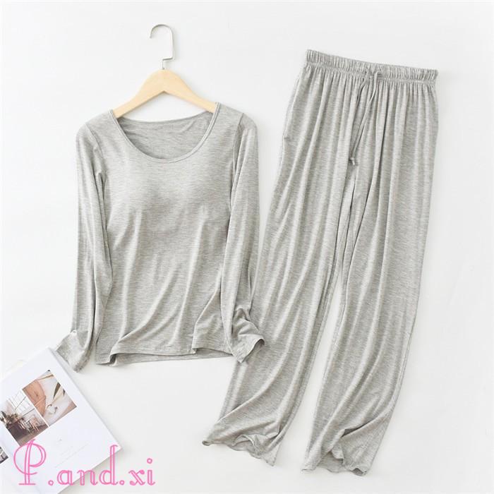 パジャマ レディース ルームウェア 長袖 部屋着 セットアップ 上下セット 秋 2点セット 女性用 寝巻き 柔らかめ リラックス 寝間着 カップ付き 大人 冬 