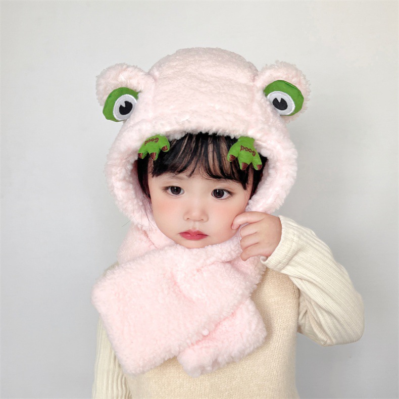 キッズフードマフラー 2IN1 マフラー フード 一体型 子ども用 柔らかい 帽子 寒さ対策 ふわふわ 冬用品 おしゃれ ファッション 防寒 かわいい 全5色 