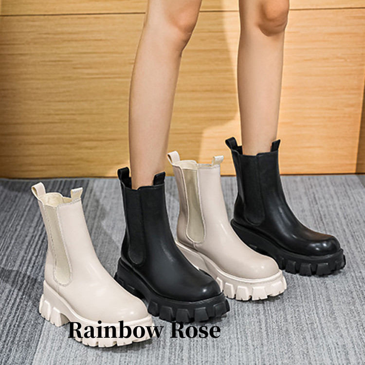 クーポンで4 880円！ ショートブーツ レディース ローヒール サイドゴアブーツ 6CMヒール レディース ブーツ カジュアル 大きめ 厚底靴 ローヒール ワイズ 