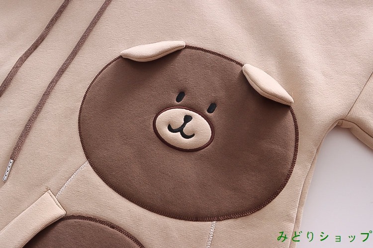 裏起毛 裏ボア トレーナー かわいい くまさん 貼付 レディース 