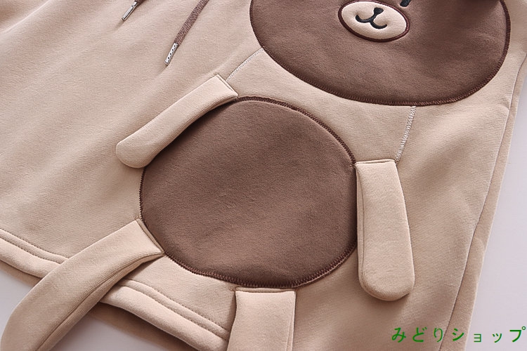 裏起毛 裏ボア トレーナー かわいい くまさん 貼付 レディース 