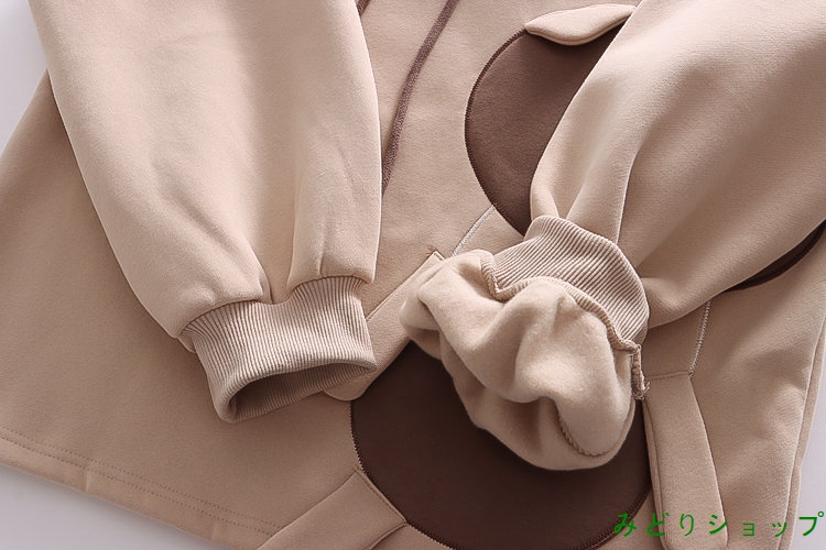 裏起毛 裏ボア トレーナー かわいい くまさん 貼付 レディース 