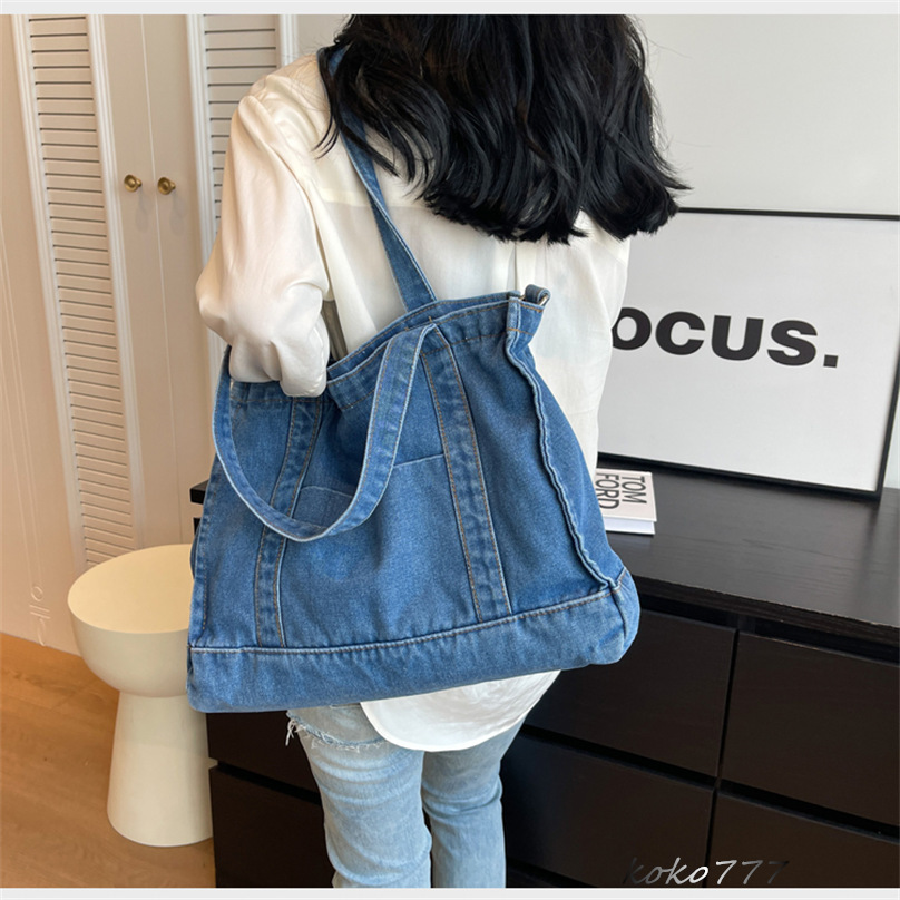 バッグ レディースかばん トートバッグ ショルダーバッグ ハンドバッグ デニム 布鞄 カジュアル 女子 ワーク 通勤オシャレ カバン お出掛け ブルー 通学 