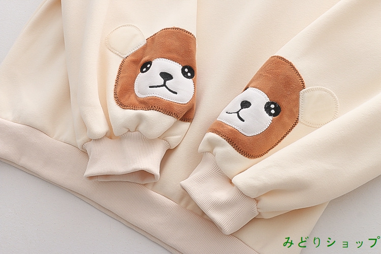 裏起毛 裏ボア  トレーナー くまさん 熊 フードに耳付き レディース 